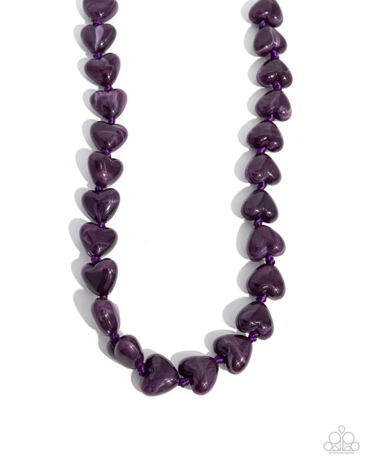 Paparazzi Sweetheart Scope - Purple Swirled Acrylic Heart Necklace N4025