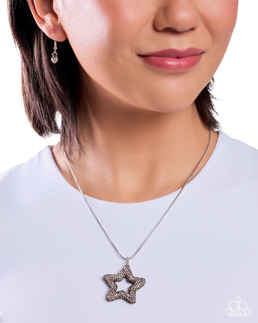 Paparazzi Star Submission - Silver Smoky Rhinestone Star Necklace