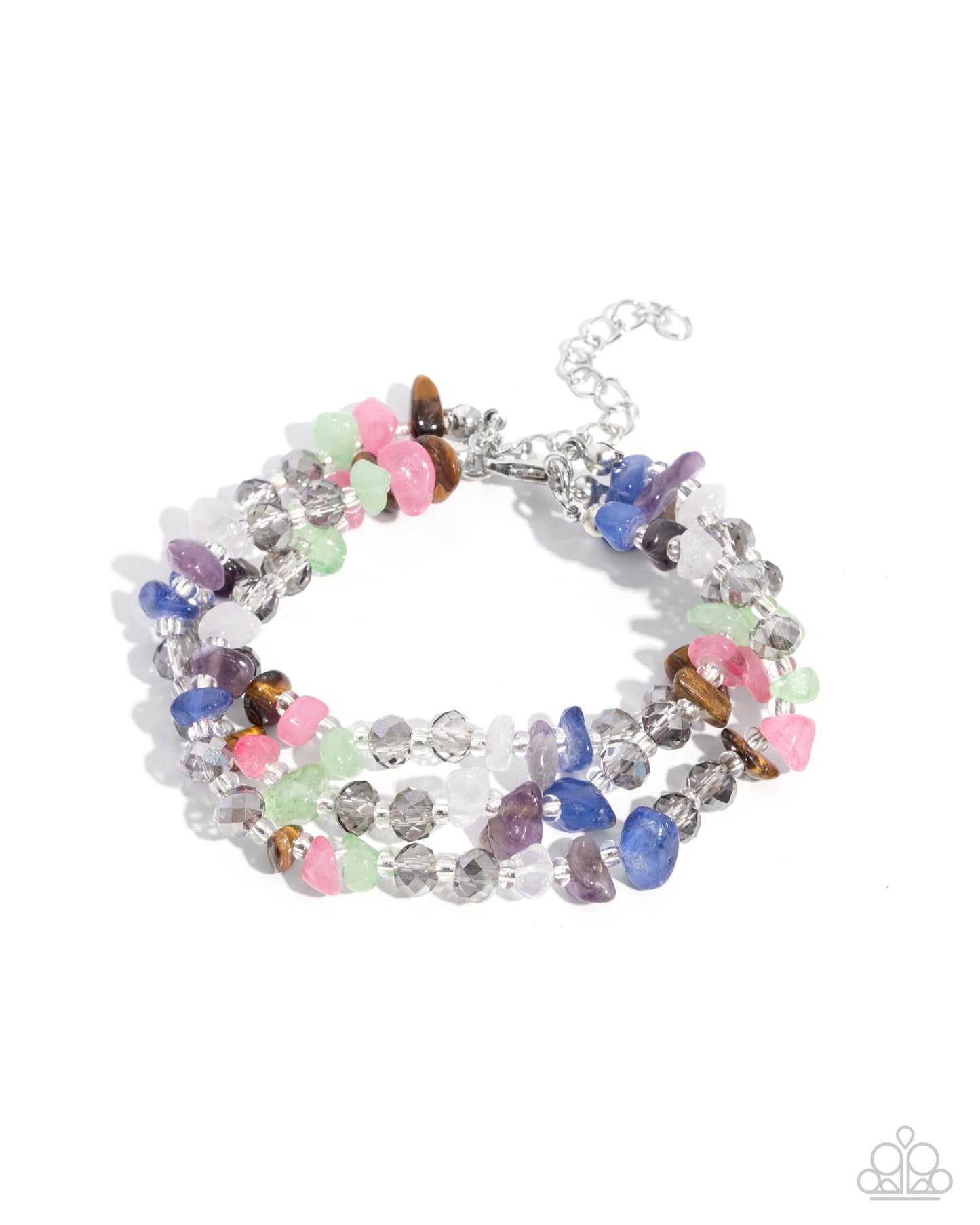 Paparazzi Stony Submission - Multicolored Lapis, Amethyst, Hot Pink, Tiger's Eye, White Quartz & Jade Stone Bracelet