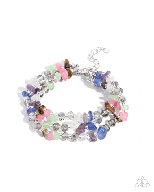 Paparazzi Stony Submission - Multicolored Lapis, Amethyst, Hot Pink, Tiger's Eye, White Quartz & Jade Stone Bracelet