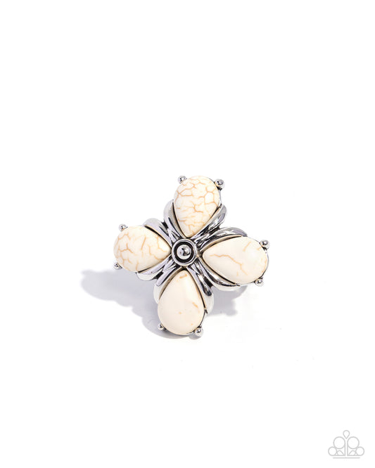 Paparazzi Curious Call - White Stone Silver Santa Fe Style Ring