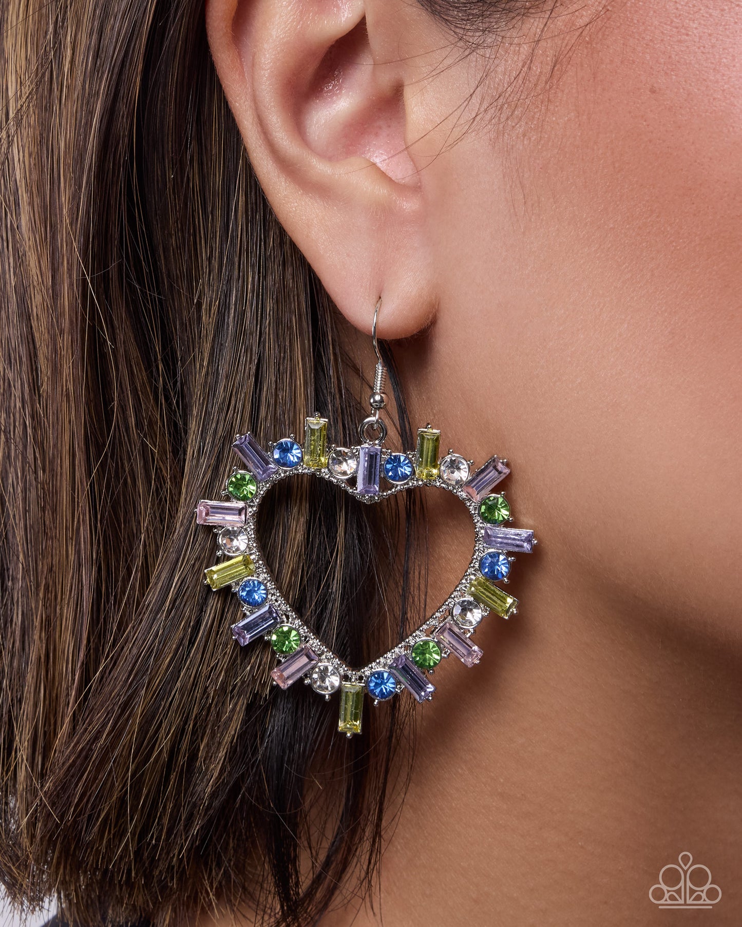 Paparazzi Lovely Luxury - Multicolored Gem Heart Earring