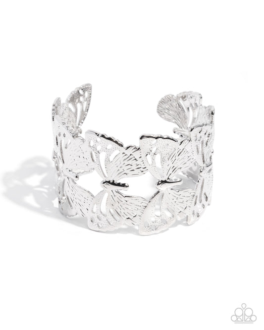 Paparazzi Ready to Fly - Silver Butterfly Cuff Bracelet