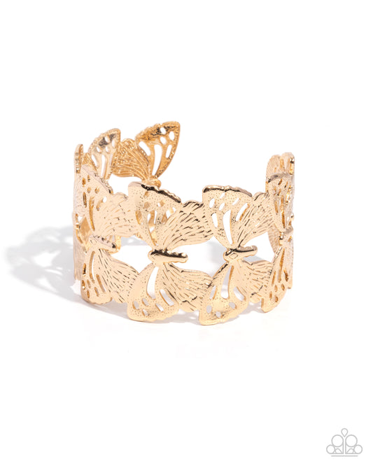 Paparazzi Ready to Fly - Gold Butterfly Cuff Bracelet
