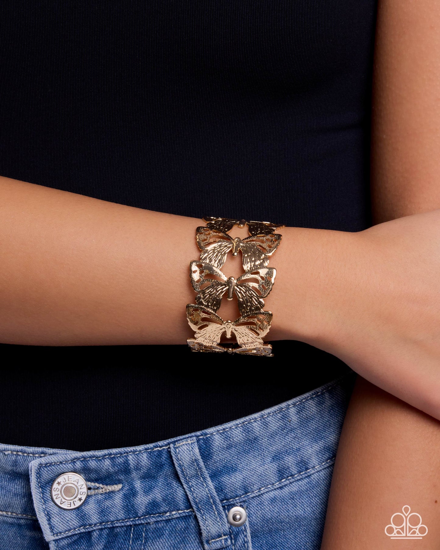 Paparazzi Ready to Fly - Gold Butterfly Cuff Bracelet