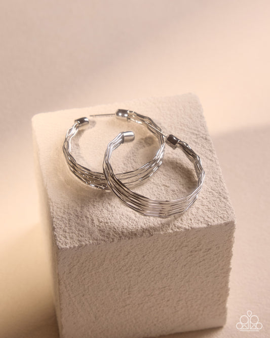 Paparazzi Real Radiance - Silver Shimmer Hammered 1 3/4 Inch Silver Hoop Earrings