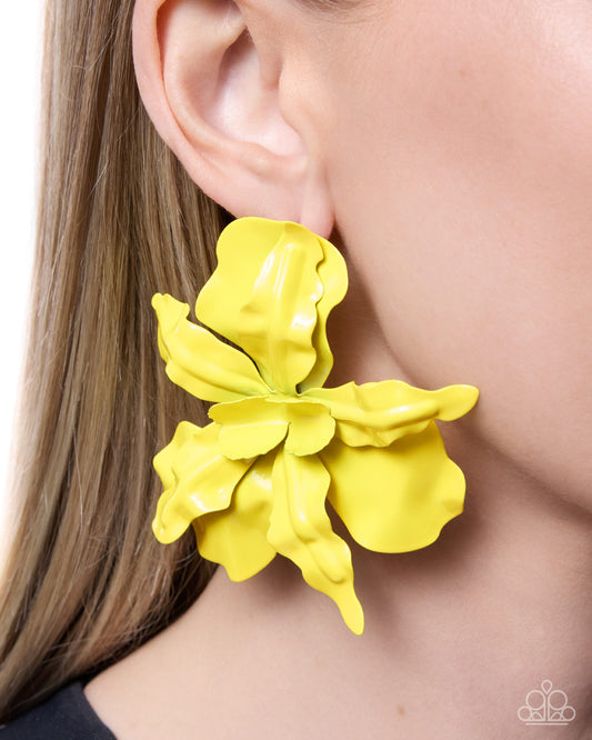 Paparazzi Flourishing Freestyle - Yellow Lemon Flower Post Earring