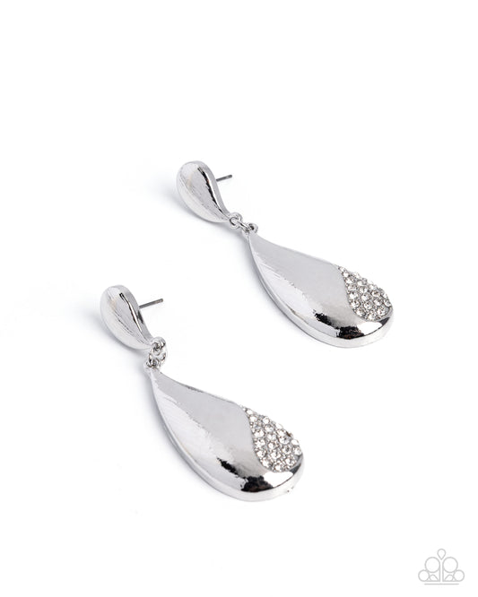 Paparazzi Daily Decadence - White Rhinestone Silver Post Earring
