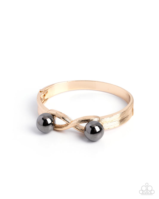 Paparazzi Legendary Leader - Multi Gunmetal Orb Gold Hinged Bracelet