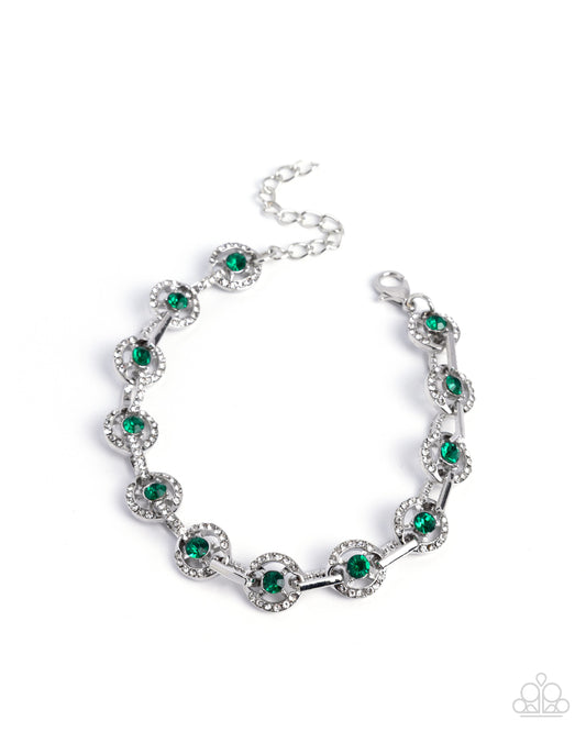 Paparazzi Twinkle Tour - Green - Emerald Green & Silver Bracelet