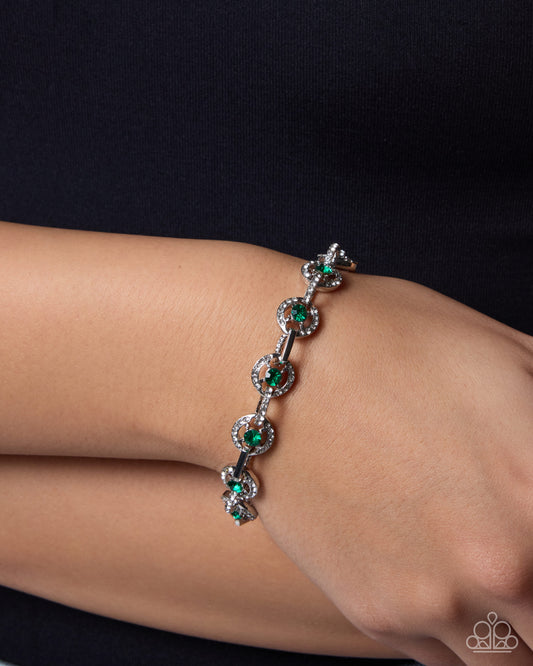 Paparazzi Twinkle Tour - Green - Emerald Green & Silver Bracelet