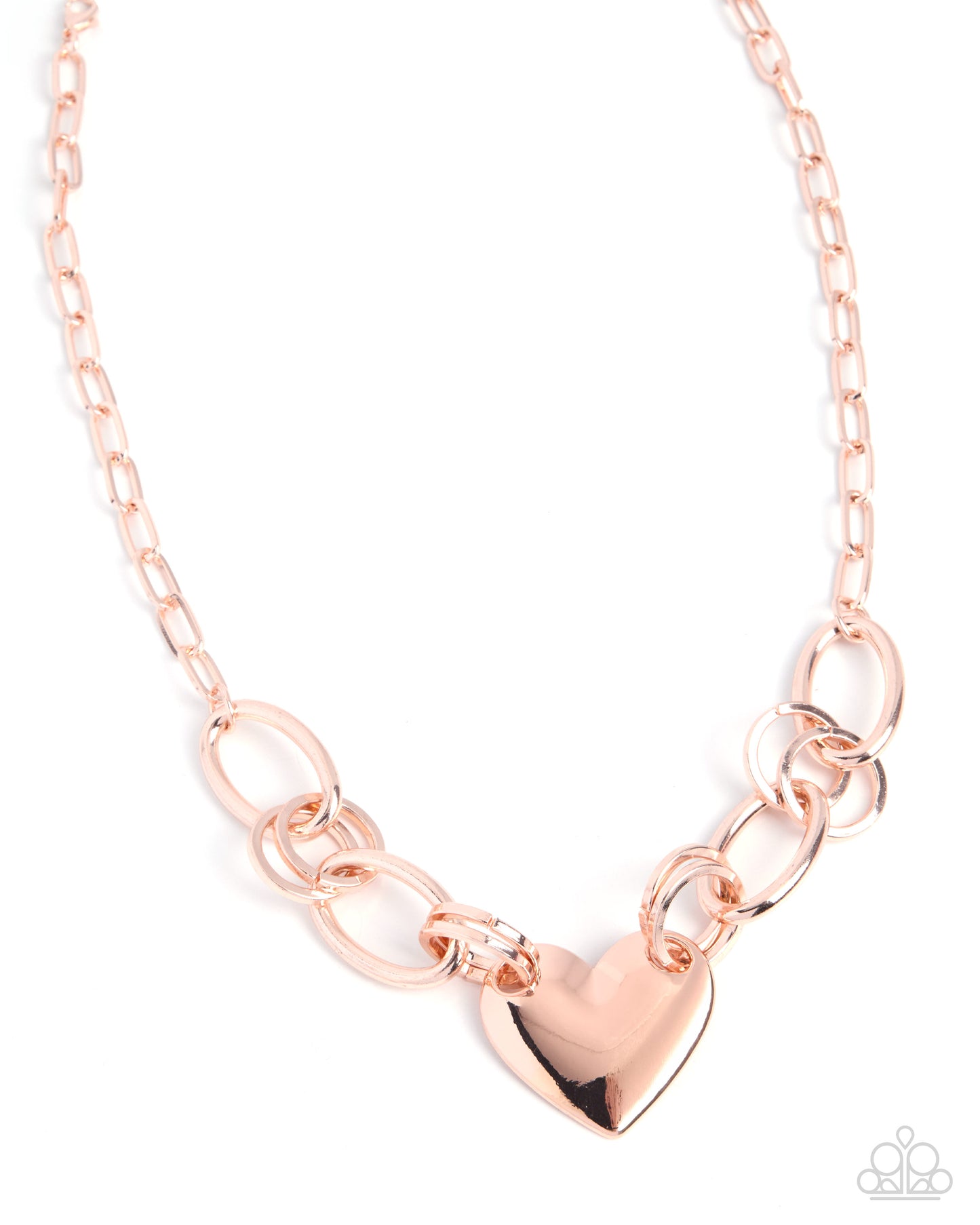 Paparazzi Heartfelt Highway - Rose Gold High Sheen Heart Necklace