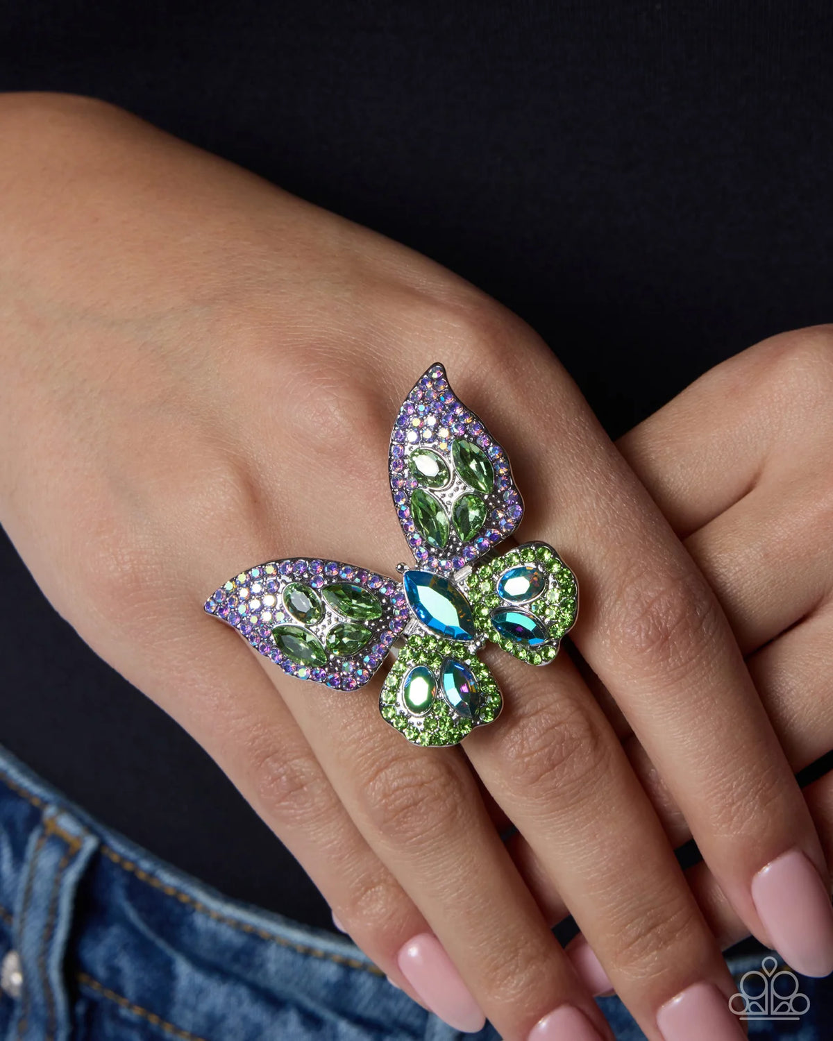 Paparazzi Shimmery Singularity Green Butterfly Ring