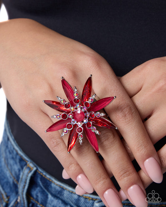 Paparazzi Unlimited Springtime - Red Gem Flower Ring