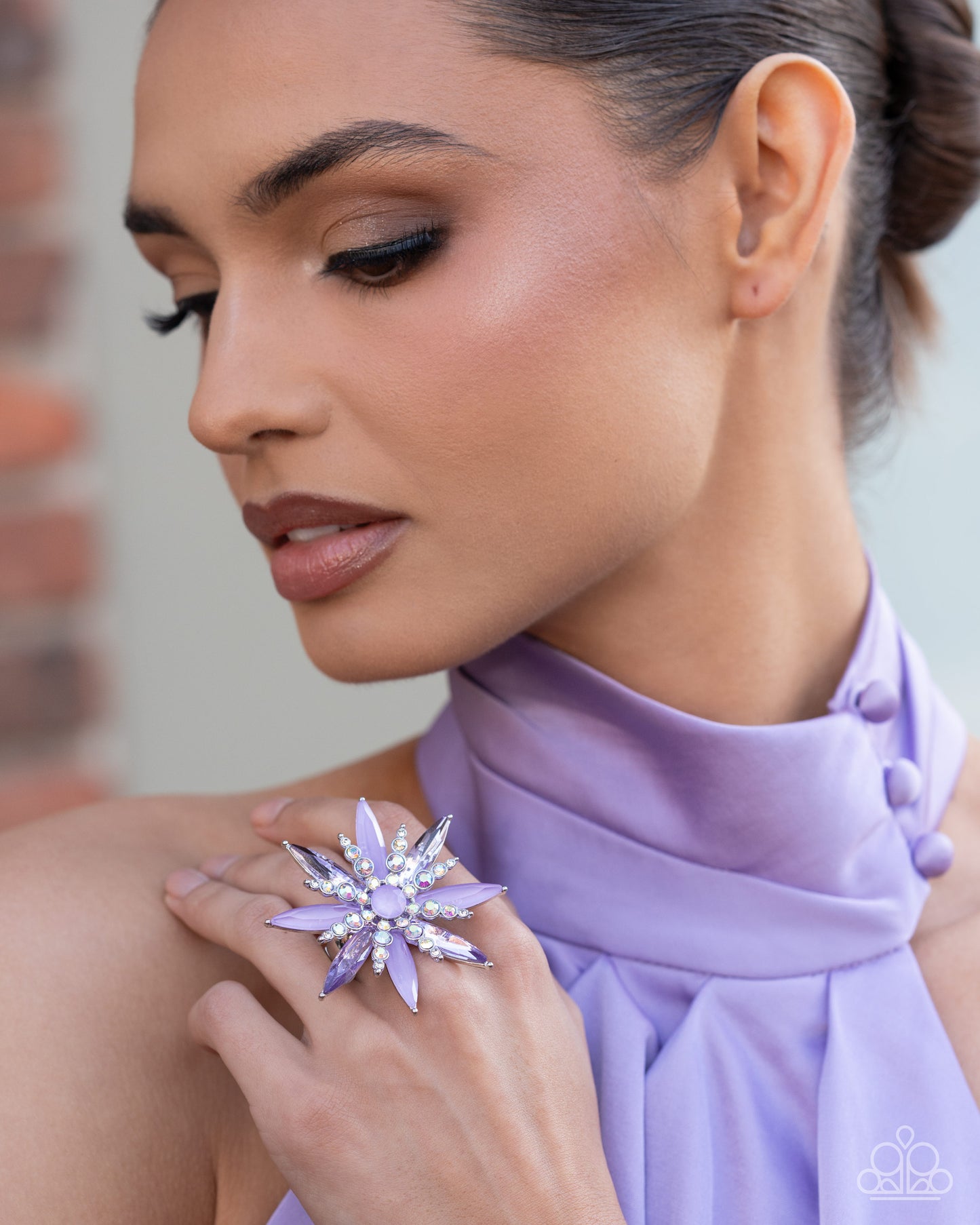 Paparazzi Unlimited Springtime - Purple Gem Oversized Floral Ring