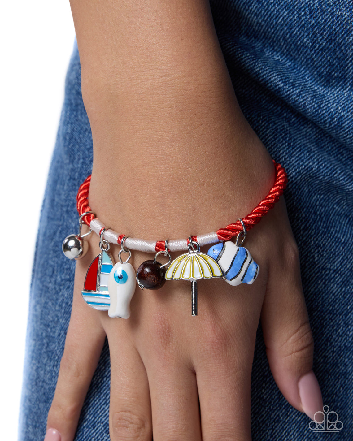 Paparazzi Seaside Satisfaction - Red Cording, Sailboat, Goldfish & Clownfish Nautical Charm Bracelet
