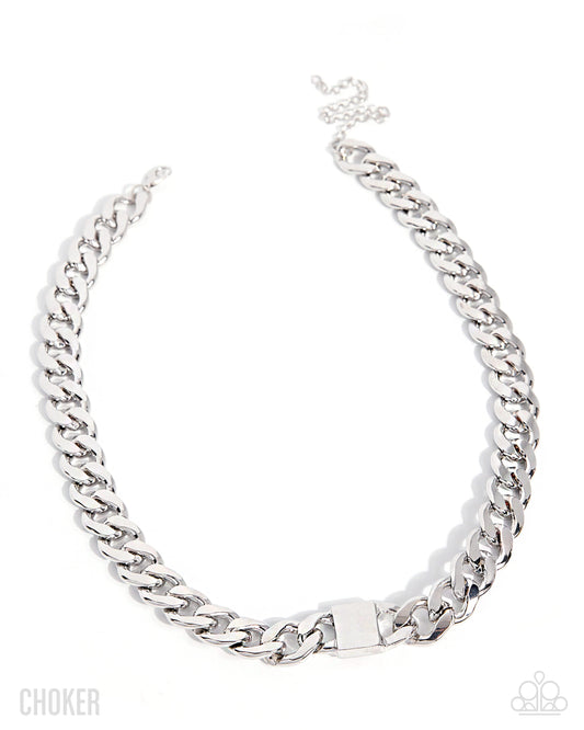 Paparazzi Rebellious Reaction - Silver Curb Chain Choker Necklace