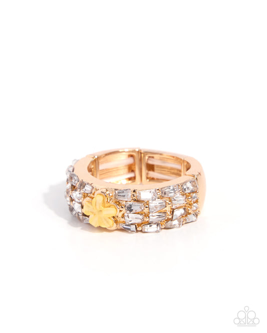 Paparazzi Whimsical Subscription - Yellow Flower White Gem Gold Ring