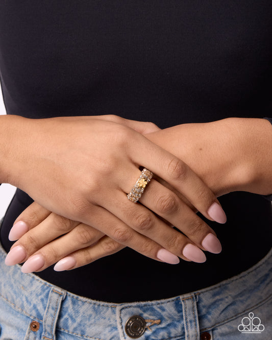 Paparazzi Whimsical Subscription - Yellow Flower White Gem Gold Ring