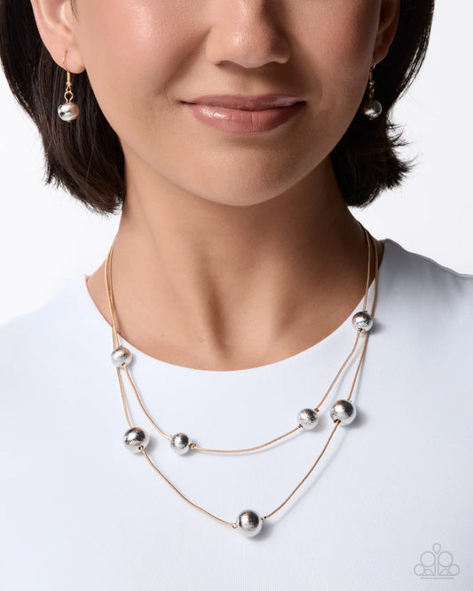 Paparazzi Chic Cadence - Multi Silver & Gold Multi Metal Necklace