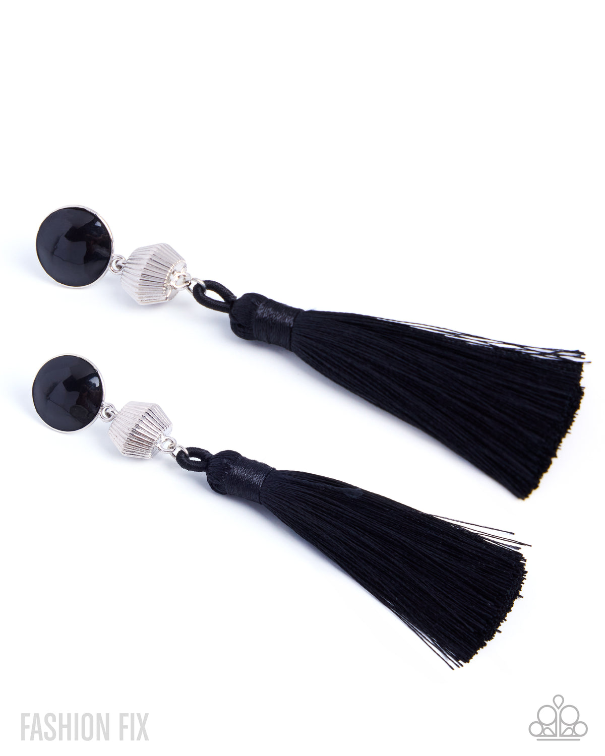 Paparazzi Sassy Shift - Black Glossy Acrylic Post & Black String Tassel Earring Fashion Fix September 2026