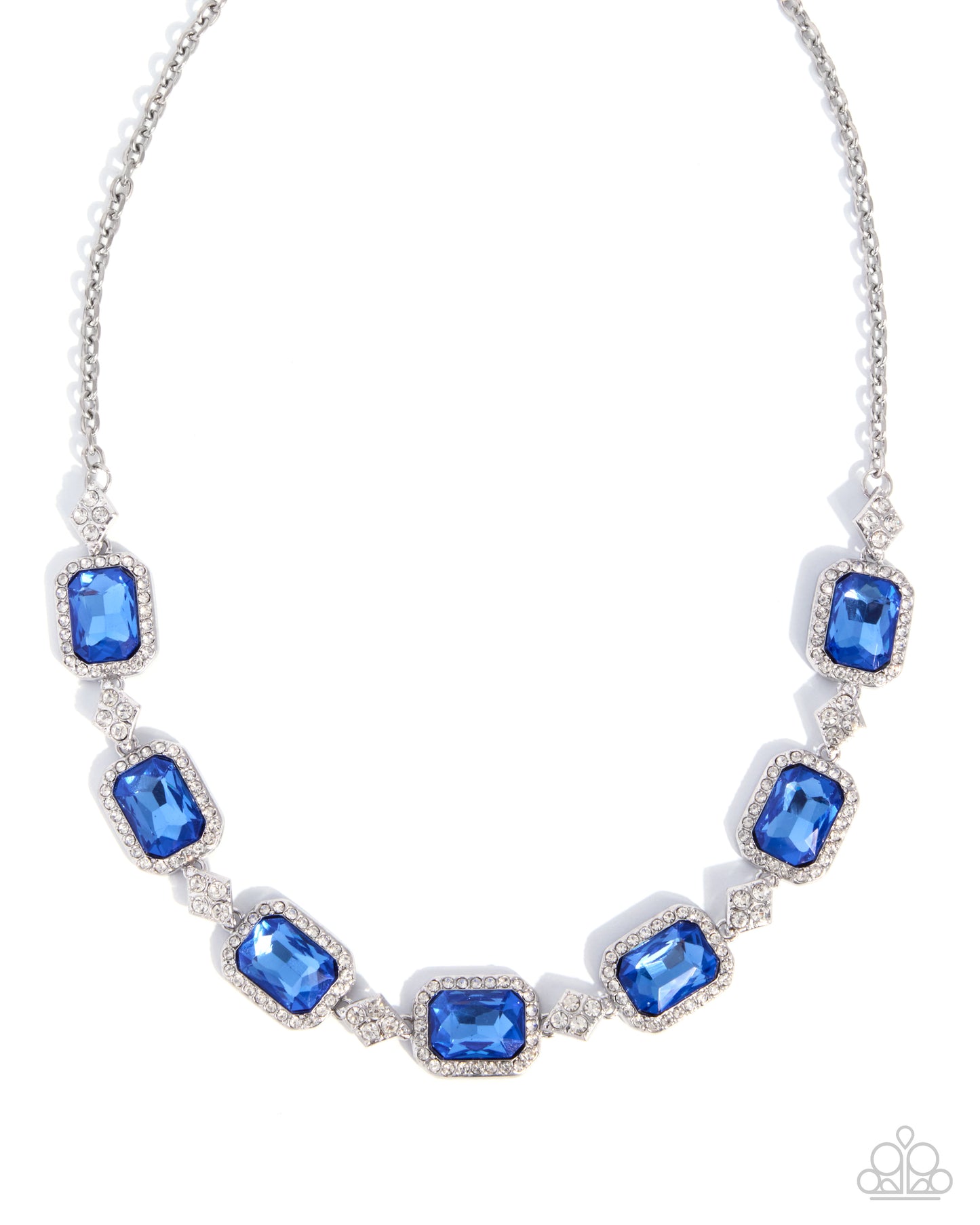 Paparazzi Redefined Radiance - Blue Gem White Rhinestone Silver Necklace 2026 Convention Exclusive