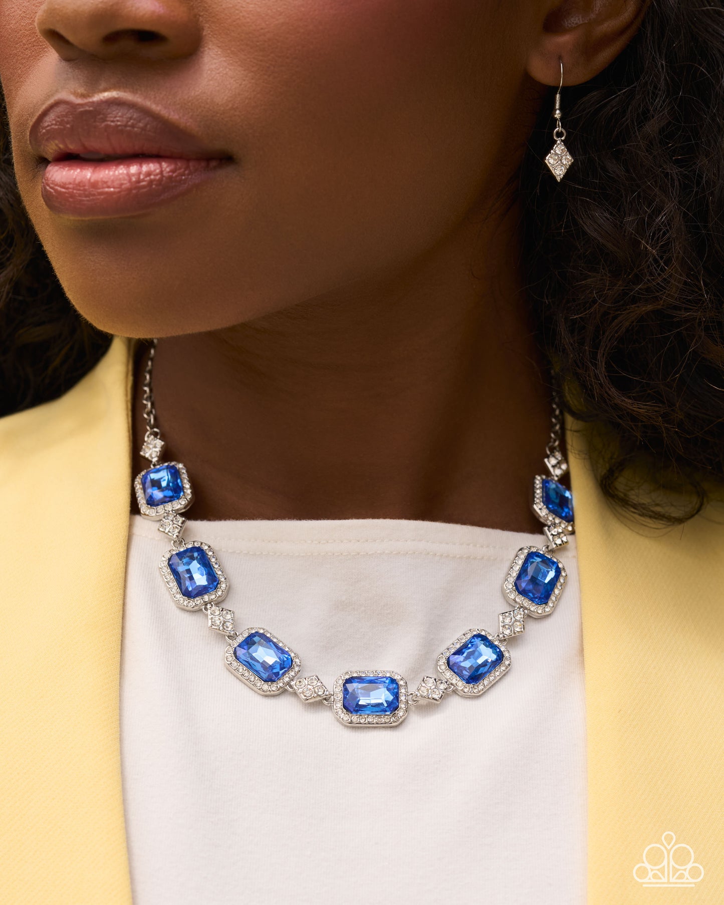 Paparazzi Redefined Radiance - Blue Gem White Rhinestone Silver Necklace 2026 Convention Exclusive