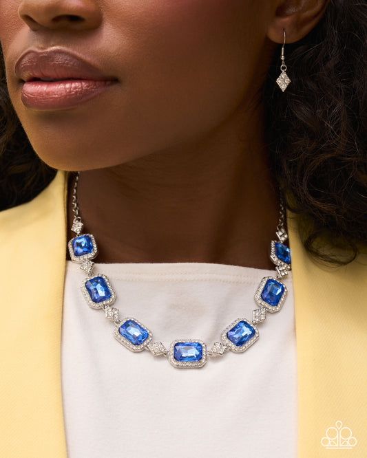 Paparazzi Redefined Radiance - Blue Gem White Rhinestone Silver Necklace 2026 Convention Exclusive