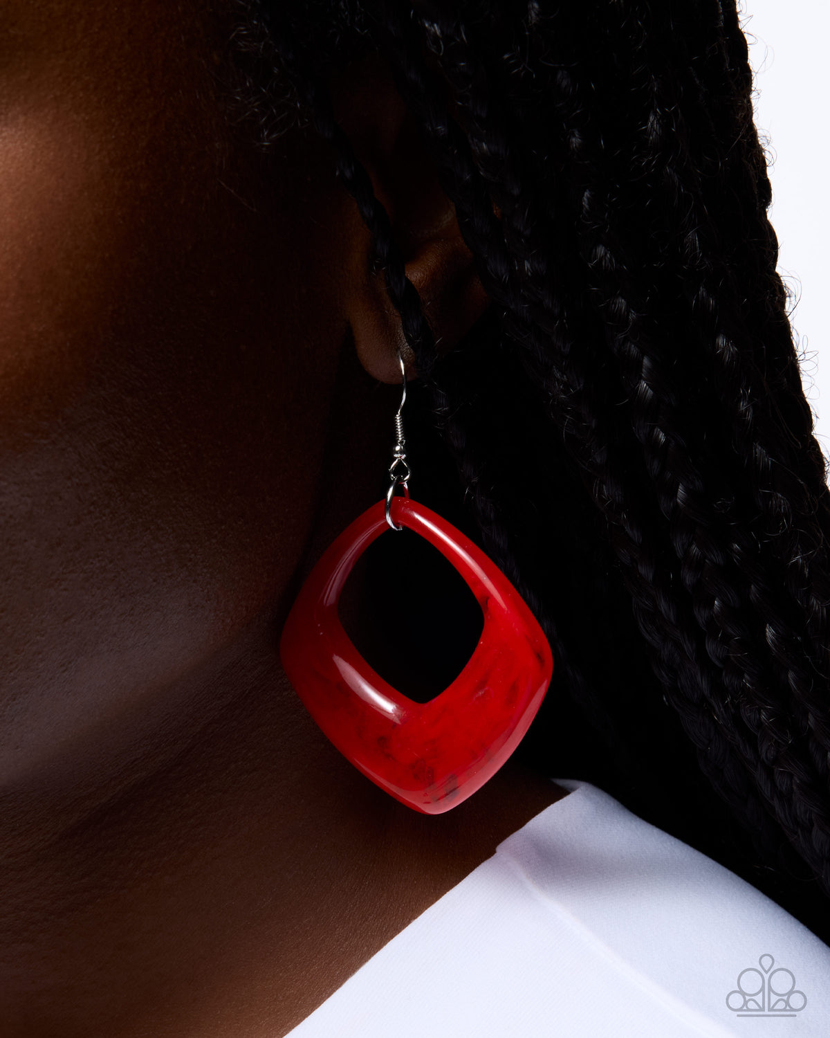 Paparazzi Close Coloring - Red Spade Acrylic Earring