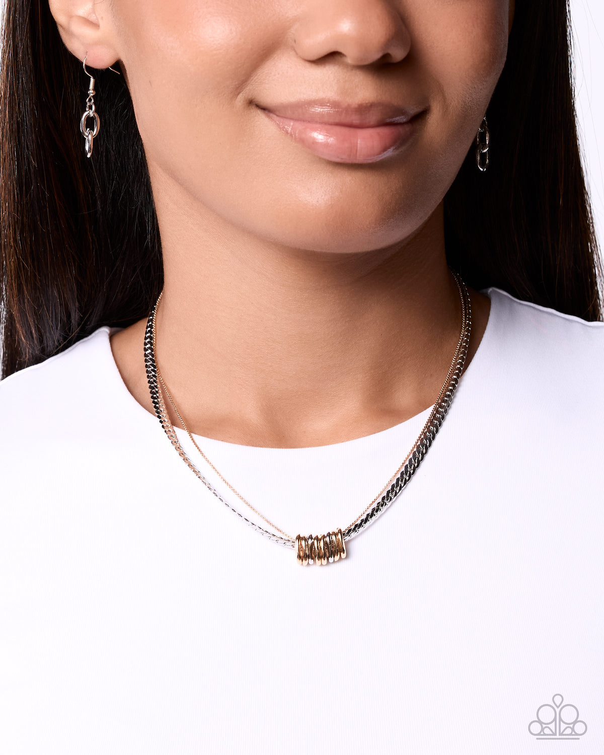 Paparazzi Tied Together - Multi Gold Box Chain& Silver Cobra Chain Necklace