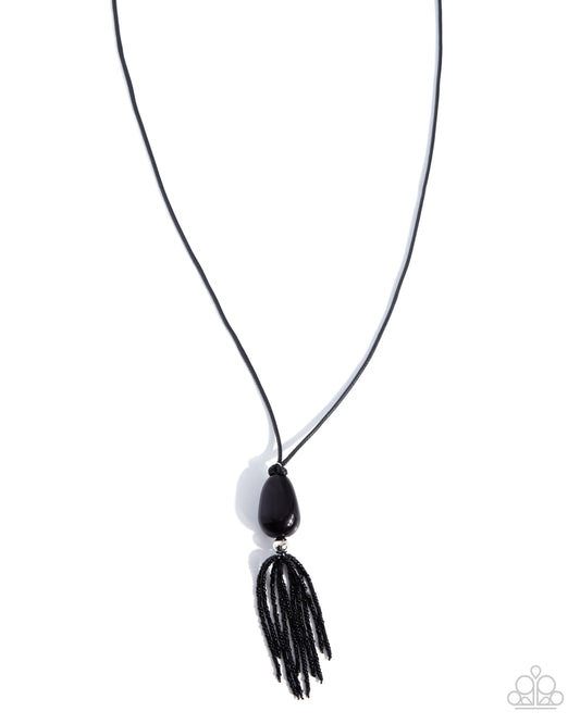Paparazzi Tassel Transformation - Black Teardrop Bead & Seed Bead Tassel Necklace 2026 Convention Exclusive