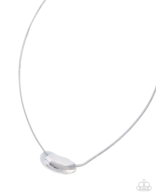 Paparazzi Trendy Timeline - Silver Abstract Subtle Hammered Pendant Necklace