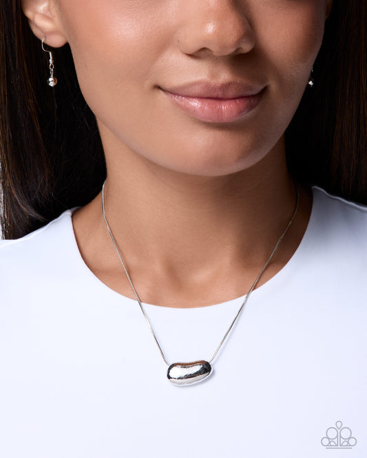 Paparazzi Trendy Timeline - Silver Abstract Subtle Hammered Pendant Necklace