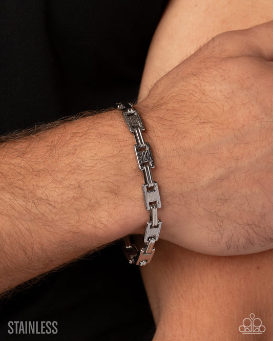 Paparazzi Structured Scene - Silver Stainless Steel Urban Bracelet