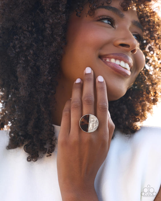 Paparazzi Mismatched Mecca - Multi Tortoiseshell & Silver Ring 2026 Convention Exclusive