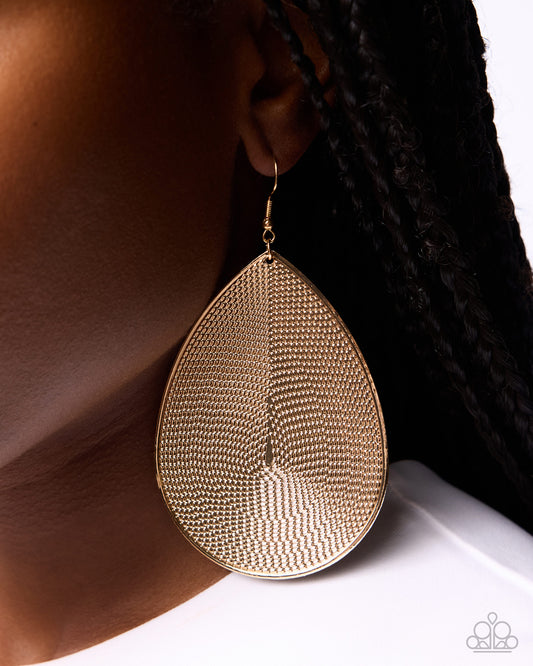 Paparazzi Stamped Sensation - Gold Teardrop Earring