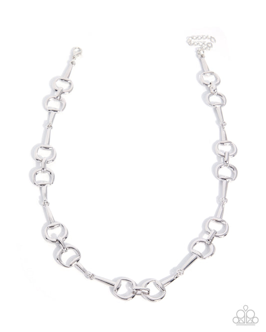 Paparazzi Santa Fe Structure - Silver Stirrup Modeled Chain Necklace 2026 Convention Exclusive