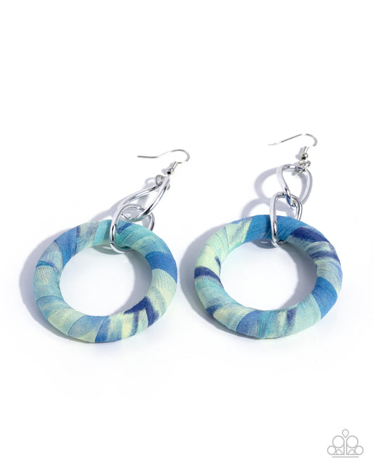 Paparazzi Capitol Color - Blue & Tie-Dyed Fabric Ring Earring