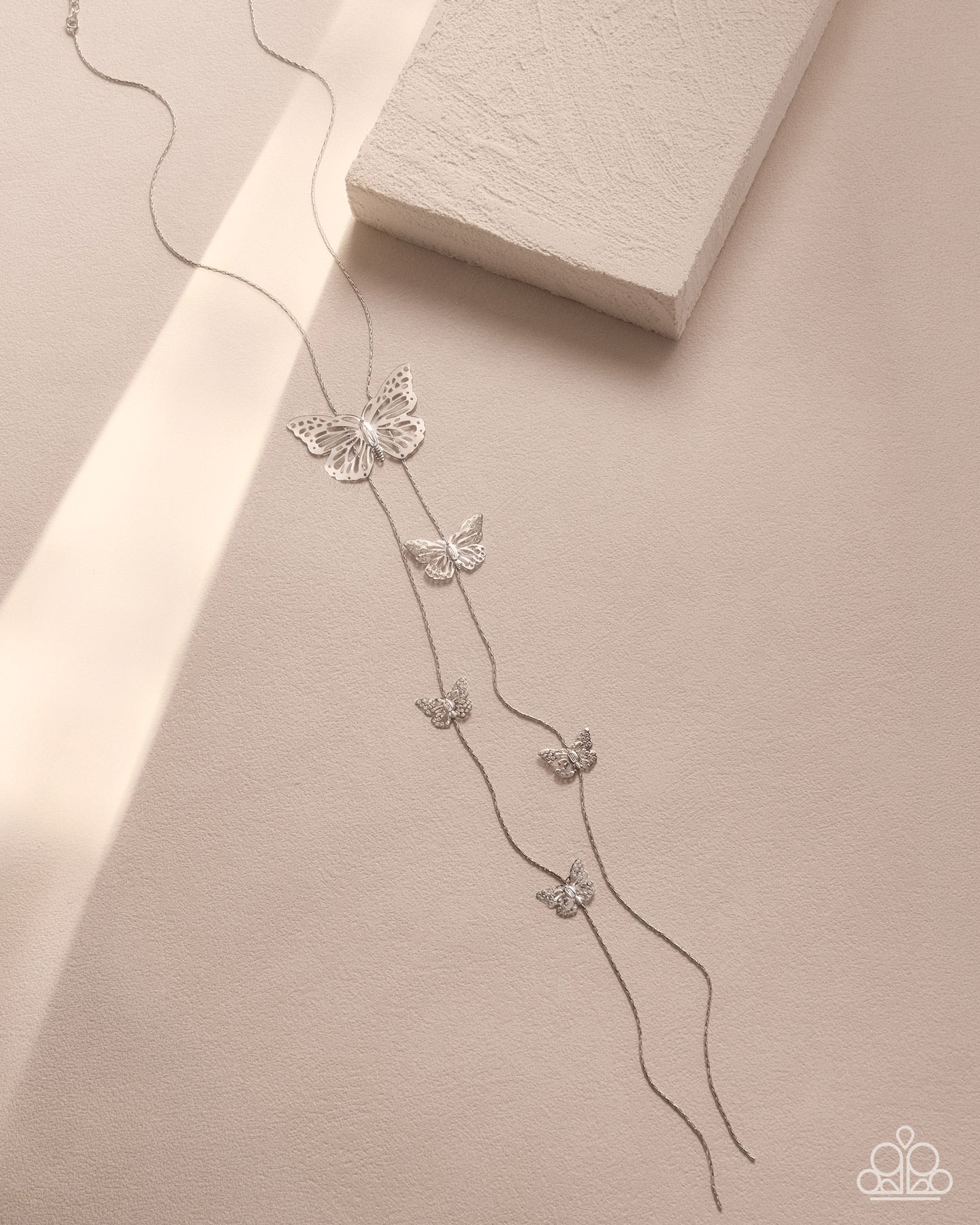 Paparazzi Fluttering Freestyle - Silver Butterfly Long Necklace