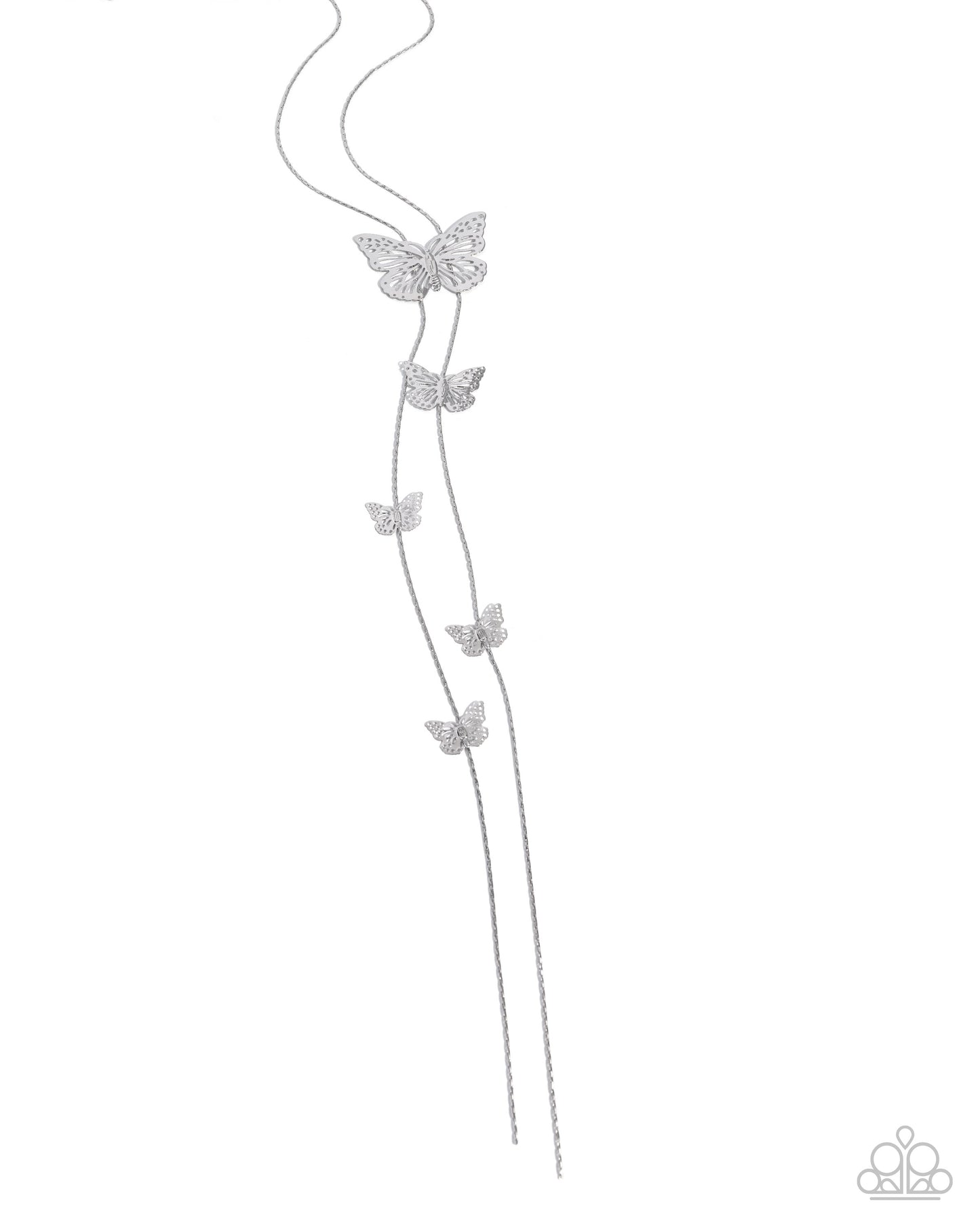 Paparazzi Fluttering Freestyle - Silver Butterfly Long Necklace
