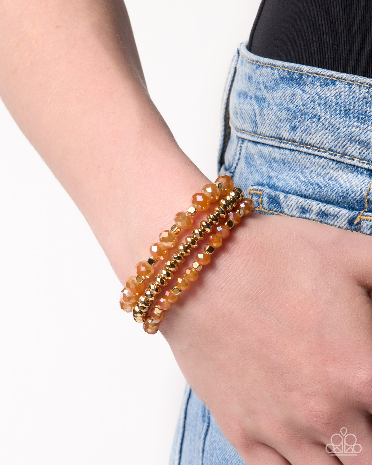 Paparazzi Playful Palette - Gold, Orange UV Shimmery Bead Set Of 3 Bracelets