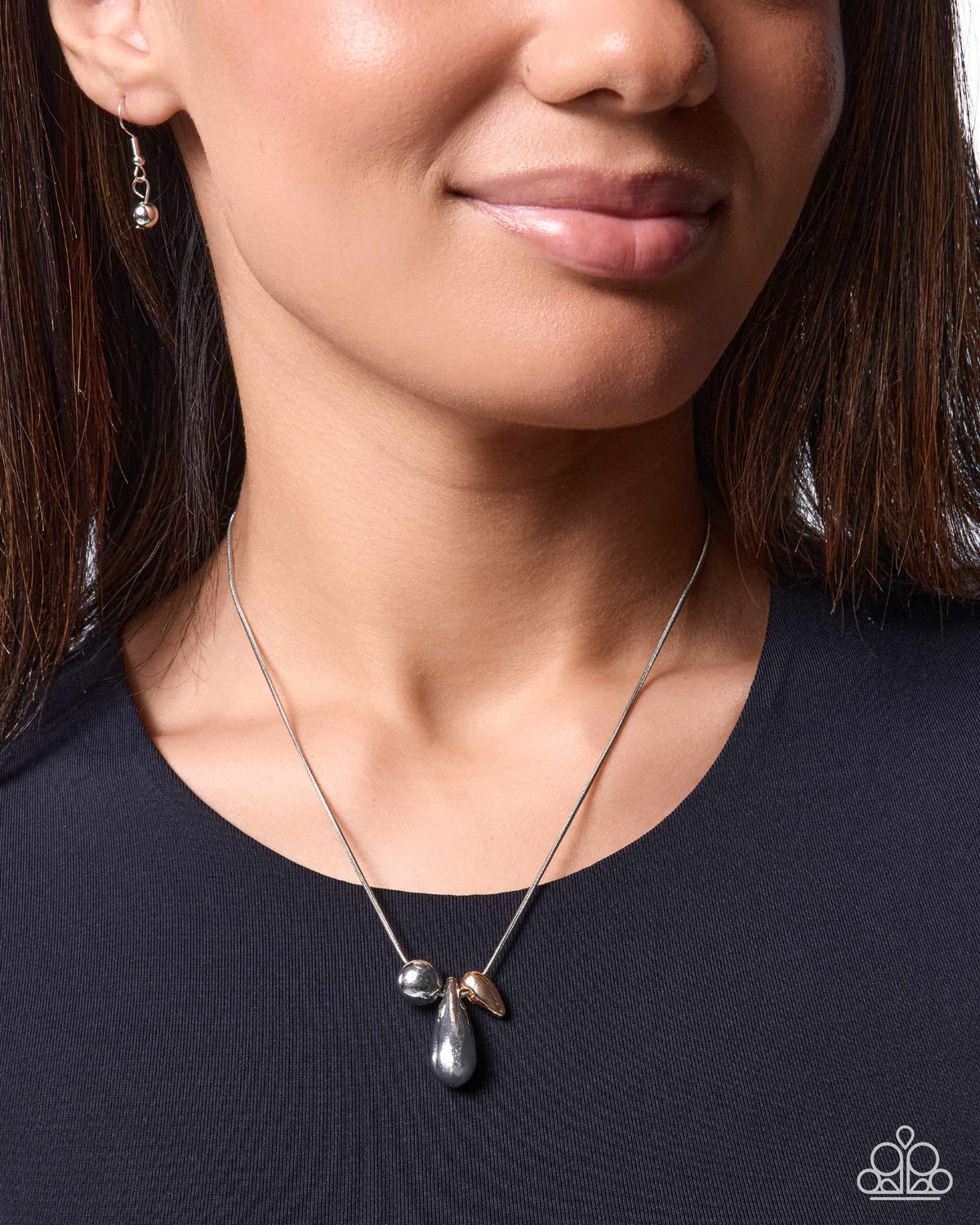 Paparazzi Mismatched Trio - Silver & Gold Teardrop Bead Necklace