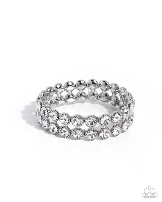 Paparazzi Elaborate Element - White Gem Stretch Bracelet