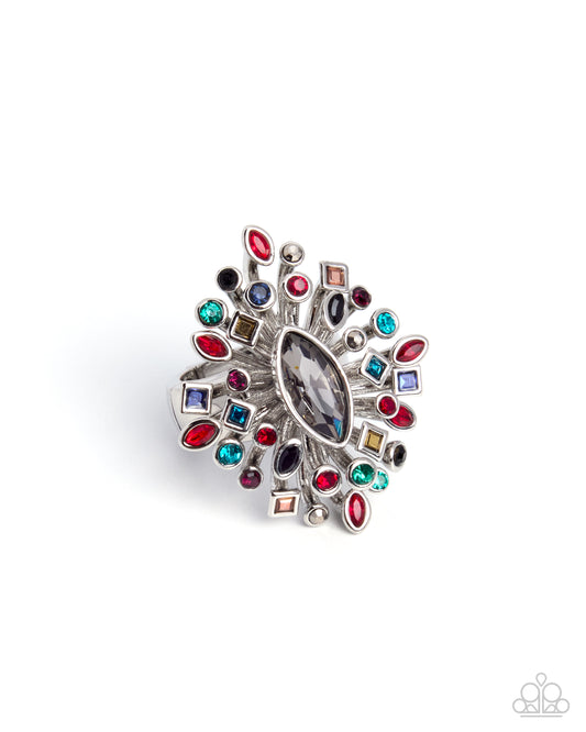 Paparazzi Empowering Elegance - Multicolored Gem Silver Ring 2026 Convention Exclusive