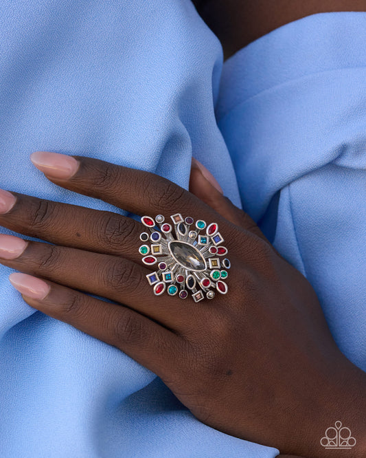 Paparazzi Empowering Elegance - Multicolored Gem Silver Ring 2026 Convention Exclusive