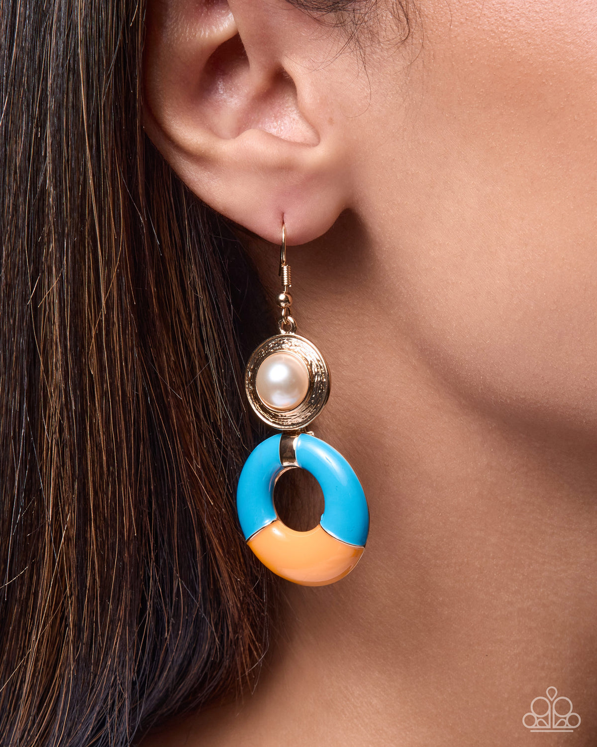 Paparazzi Retro Repetition - Multi Marina Blue & Orange Earring