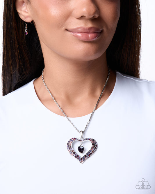 Paparazzi Cupid Connection - Purple, Light Amethyst, Violet Rhinestone Heart Pendant Necklace