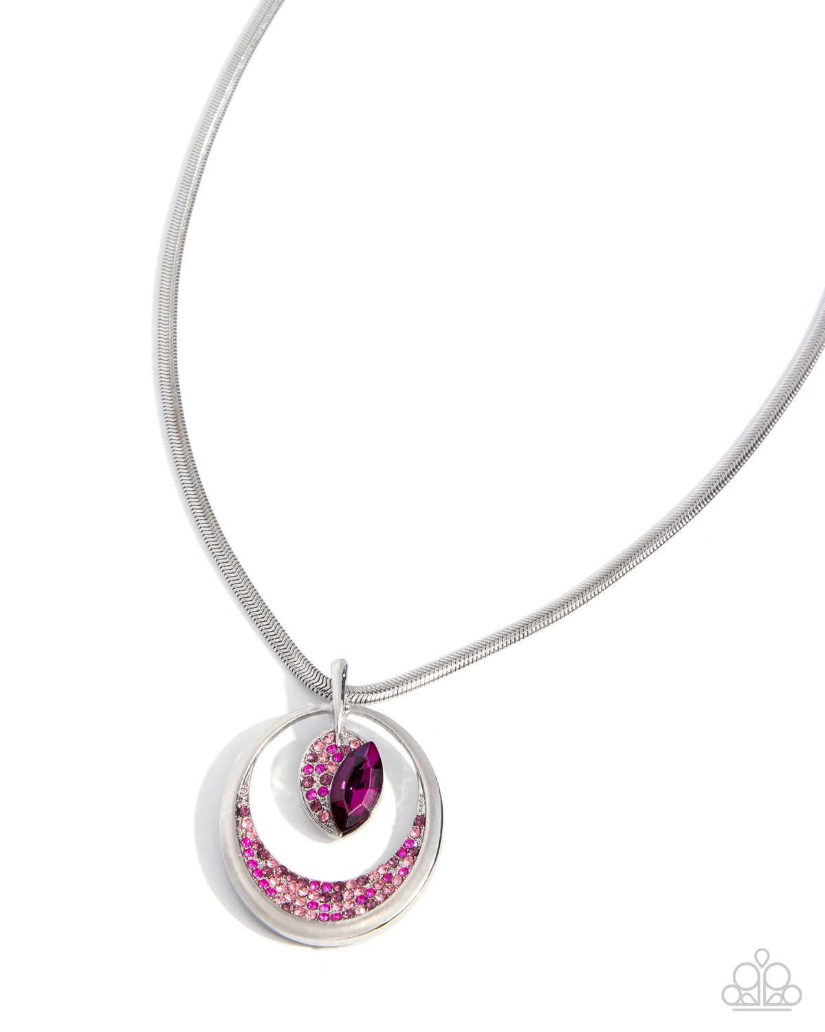 Paparazzi Suspended Stardust - Pink - Light Rose, Fuchsia & Rose Rhinestone Silver Pendant Necklace