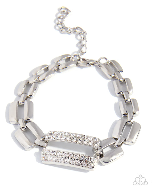 Paparazzi Elaborately Enough - White Rhinestone Silver Bracelet