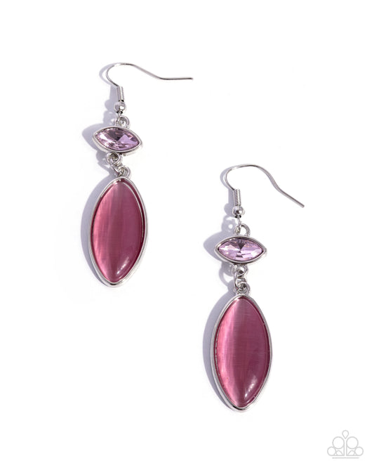 Paparazzi Majestic Marquise - Pink Cat's Eye Stone Earring